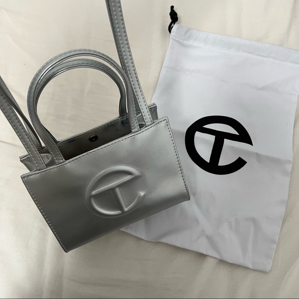telfar small silver shopper bag